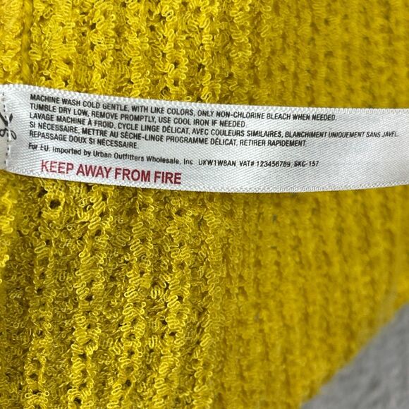 Anthropologie Cardigan Sweater Women Mustard Yellow Tight Knit Open Front Winter - Picture 7 of 11